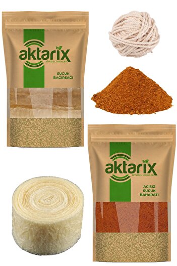 aktarix 2 Kg Kıyma İçin Evde Sucuk Yapma Seti Bağırsak Acısız 150 Gr Baharat Harcı ve Bağlama İpi