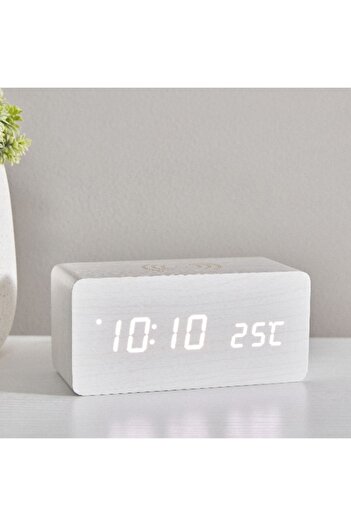 Home Box Espiri LED Wooden Clock with Bluetooth Speaker - 15x7x7 cm