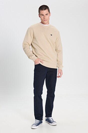WRANGLER Regular Fit Normal Kesim Bisiklet Yaka Bej Sweatshirt