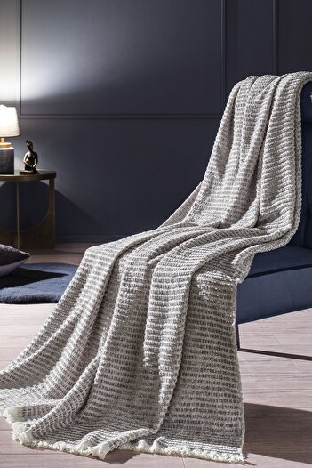 Puffy Timya Sofa Shawl / Tv Blanket / Sofa Cover - Gray
