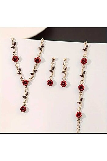 Beyna Gold Plated Crystal Jewelled Necklace and Bracelet Set - Gift for Mother of the Lover