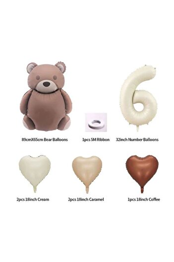 parti hediye sepeti Bear Foil Balloon - Cute Birthday Set