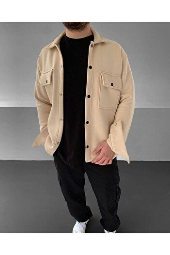 İLKCET MODA Πουκάμισο φλις σε στυλ Unisex Oversize