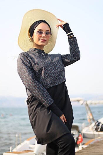 Minel Black Hijab Swimsuit - Short, Set of 2 K-051