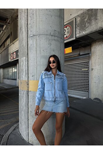 VOLT CLOTHİNG Jachetă de damă din denim cu detalii perle