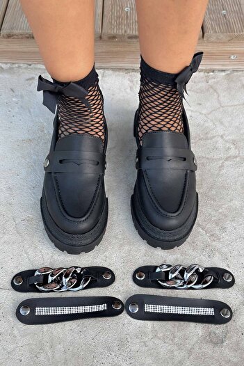 Shoebutik Детальні чорні жіночі лофери Toka - Змінні підошви Шкіра