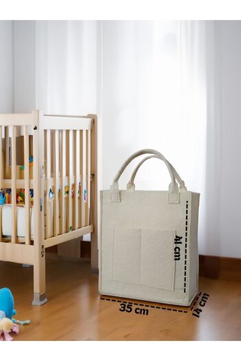 YUNUSOĞLU HOME Multi-Purpose Felt Organizer for Mother Baby Care - Bag with Shoulder and Hand Strap