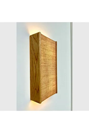 hü ma tasarım ve aksesuar Jute Detailed Huma Design Reflection Design Double-Way Wooden Living Room Wall Sconce Chandelier