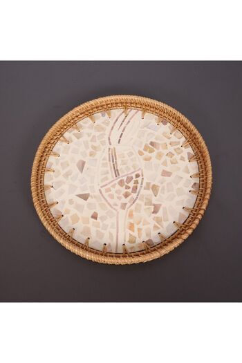 Mylamp Anita 30 X3 cm Pearlescent Rattan Tray & Wall Decor