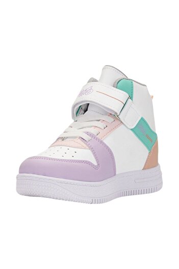 Nstil Daily White Lilac Green Boys Girls Sneakers Velcro Rubber Lacing Non-Slip Sole Sports Shoes A-38