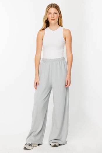 Hooopstore Gray Palazzo Tracksuit Trousers - Piping Detail
