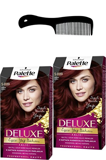 Palette Deluxe Saç Boyası 5-889 Şarap Kızılı X 2 Adet + Saç Açıcı Tarak