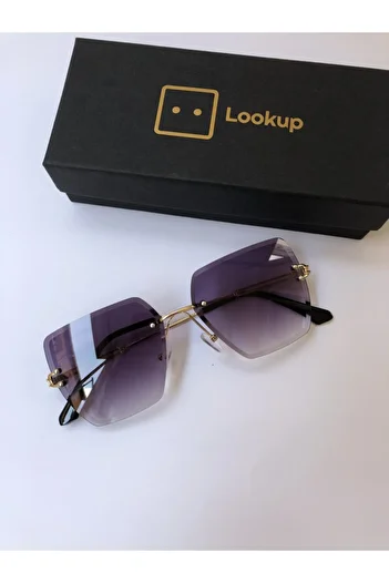LOOKUP Lookup Smoked Laser Square Crystal Cut Women's Sunglasses