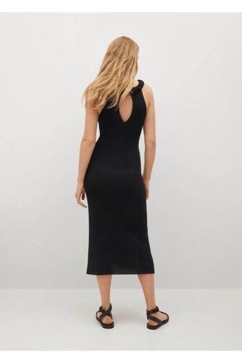 MANGO Woman Kadın Siyah Sırtı Cut Out Kesimli Elbise