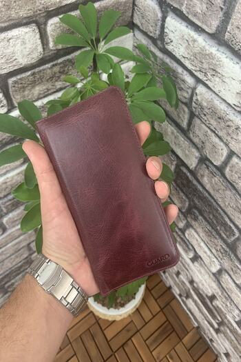 GUARD Unisex Antik Bordo Telefon Girişli El Portföyü