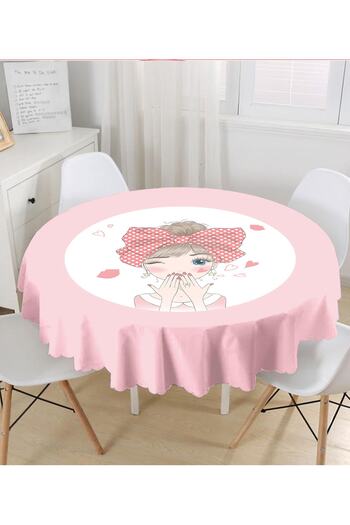 Realhomes Fashion Girl Digital Printed Modern Round Tablecloth Diameter 140 cm