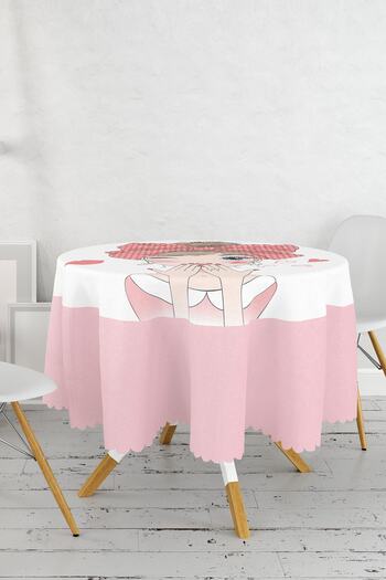 Realhomes Fashion Girl Digital Printed Modern Round Tablecloth Diameter 140 cm