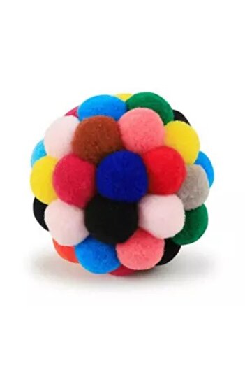 Sdypet Colorful Pompom and Rattle Ball Cat Toy 7 cm - 1 Piece