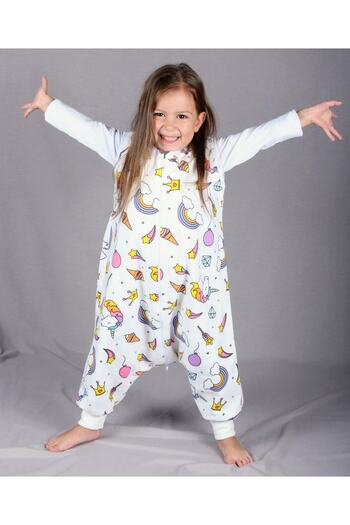 DİDABABY Unicorn Print Winter Sleeveless Jumpsuit - 100% Cotton, 21-24 Degree Room
