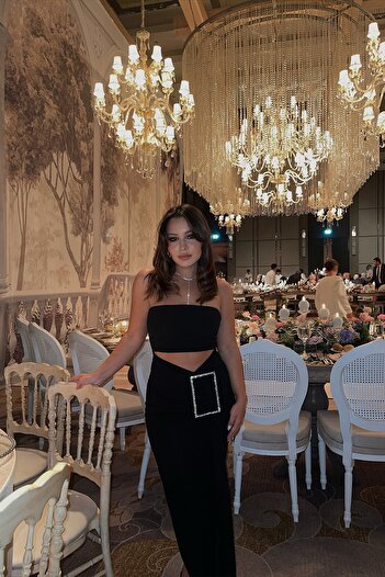 Eyyo Diana Siyah Taş Detay Elbise Ate1980