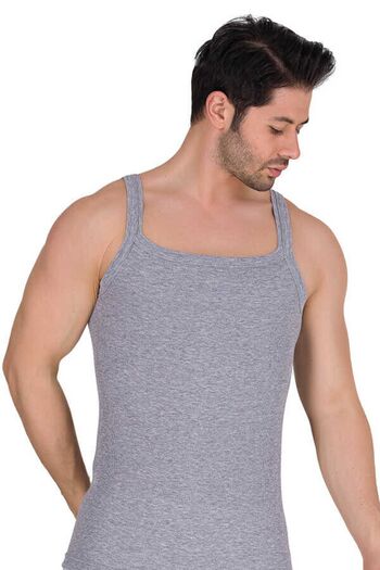 MYS GRUP TEKSTİL Men's Ribbed Camisole Undershirt - 3-Piece Cotton Combed, Thin Straps, Berrak/1044