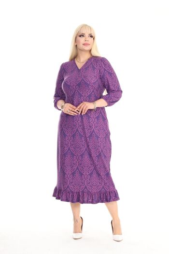 mami butik Plus Size Zipparali Double Breasted Long Sleeve Skirt with Ruffle Seasonal Dress