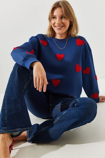 Bianco Lucci Dámská vyšívaná mikina Süzene Heart 60251804
