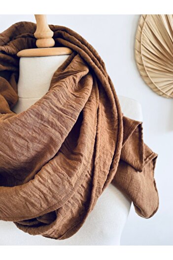 LeBohas Cinnamon Linen Shawl 60X190 cm Boutique Design Latest Spring Accessories