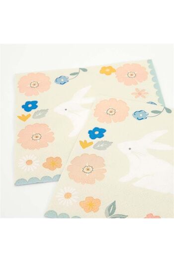 Meri Meri - Easter Napkins - Floral Rabbit Napkins - S - 20 pcs