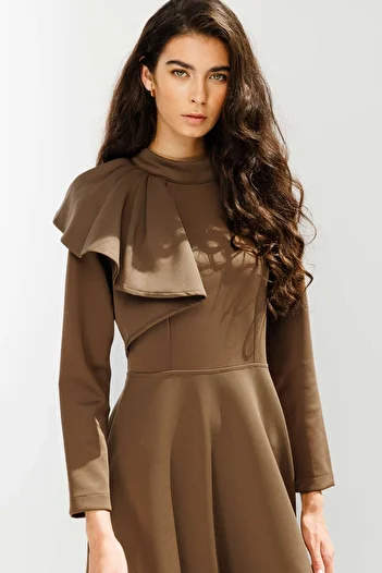 Hooopstore Φόρεμα Draped Scuba Coffee