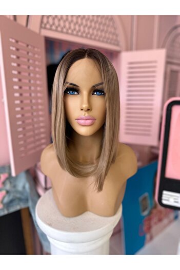 LOLLY PONY Düz Dip Boyalı Bal Sarısı 40 cm Kore Fiber Sentetik Ön Tül Peruk