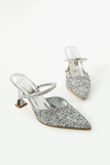 DUXAL SHOES Stone Detailed Casey Glass Crumbs - Open Back High Heels