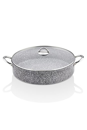 Taç 36 cm Ultra Granite Flat Pot - Crown with Metal Handle