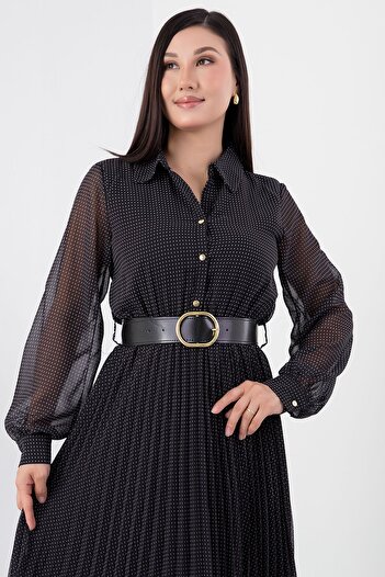 PULLIMM Шифонова сукня - з бантиками, коміром і поясом, GRS3575