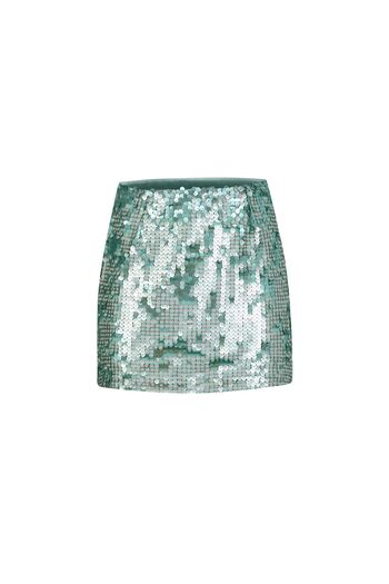 Rheme And Fons Özel Tasarım Couture El Işçiliği Turkuaz Pullu Iç Astarlı Süper Mini Abiye Etek