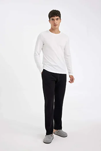 DeFacto Top de pijama cu mânecă lungă, cu decolteu rotund, slim fit, cu mânecă lungă Z2771az24au