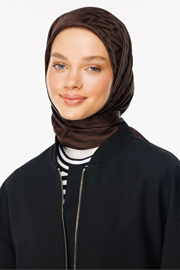 Mooncorn Nova Patterned Bitter Brown Luxury Jacquard Scarf
