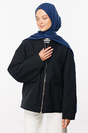 Mooncorn Lacivert Bambu Jakar Şal