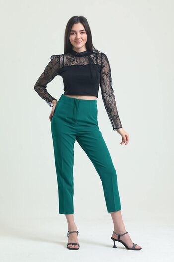 Fovere Women's Emerald Darted High Waist Fabric Trousers