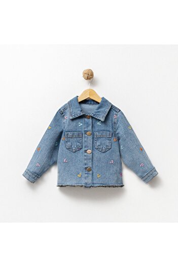 Overdo Heart Embroidered Girl's Denim Jacket