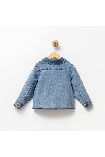 Overdo Heart Embroidered Girl's Denim Jacket