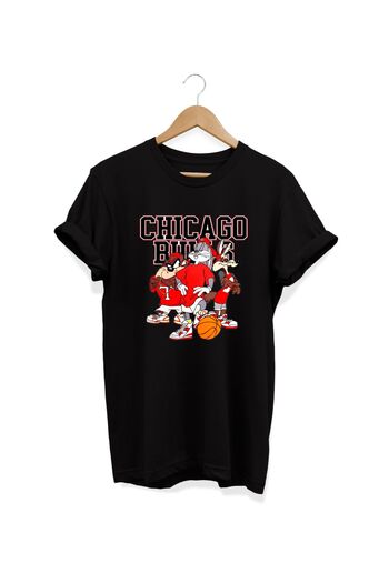 remonz Chicago Printed Cartoon T-Shirt - 100% Cotton, Crew Neck, Oversize, Large Size