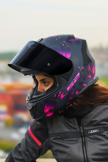 LS2 STORM 2 BURST MAT SİYAH-PEMBE KASK