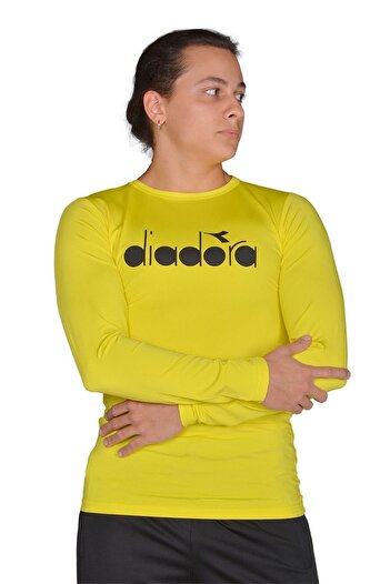 Diadora Soloben - Erkek Sarı Uzun Kollu Spor T-shirt - Tsrt-zn