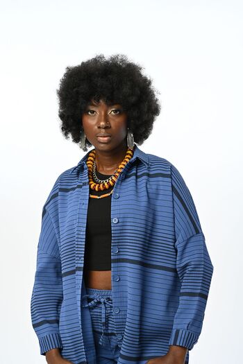 Orfeo Negro Cămașă oversize cu model dungi orizontale