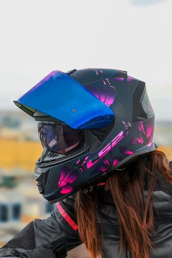 LS2 STORM 2 BURST MAT SİYAH-PEMBE KASK