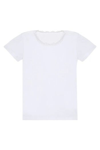 Anıt 6 Pieces Girls' Cotton Lace Undershirt - Flexible and Comfortable Short Sleeve