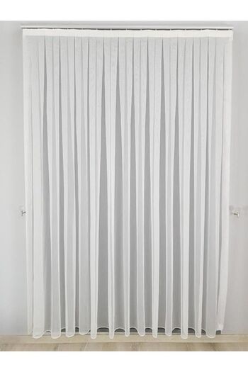 BBB Imported Background Self Patterned Tulle Curtain Ecru 1 E 2.5 Pleated Et3010