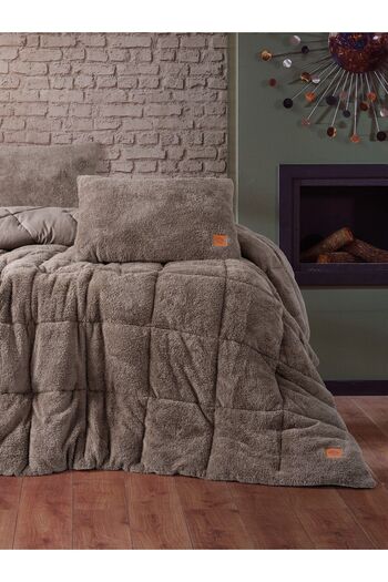 Cotton Box Single Plush Quilt Set Beige 155X215 cm