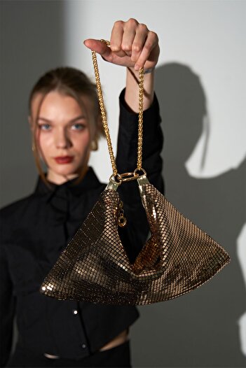 Berlesi Geantă de seară clutch cu paiete cu paiete aurii